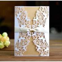 Greeting Card Laser Cut Paper Wedding Decoration Butterfly Lace Invitation Card